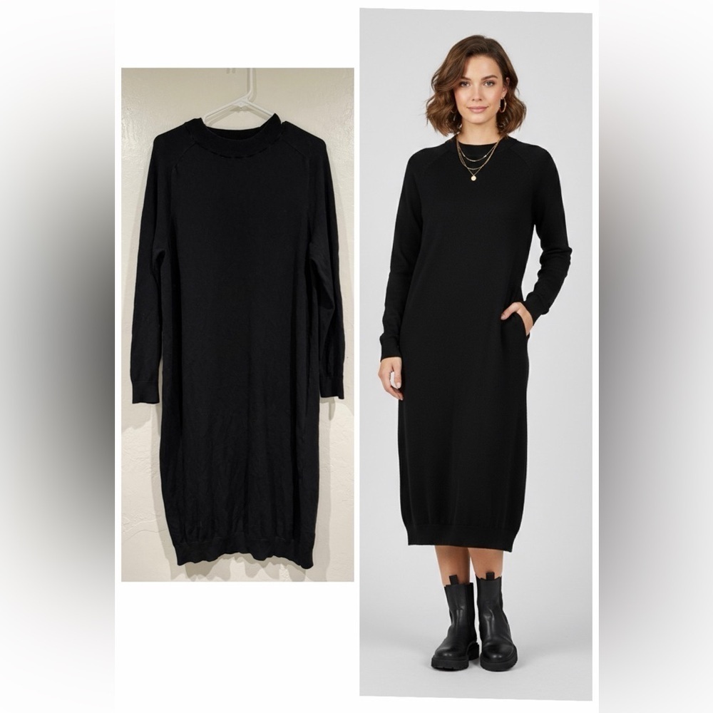 Weekend Max Mara Black Silk Wool Blend Sweater Dress size L